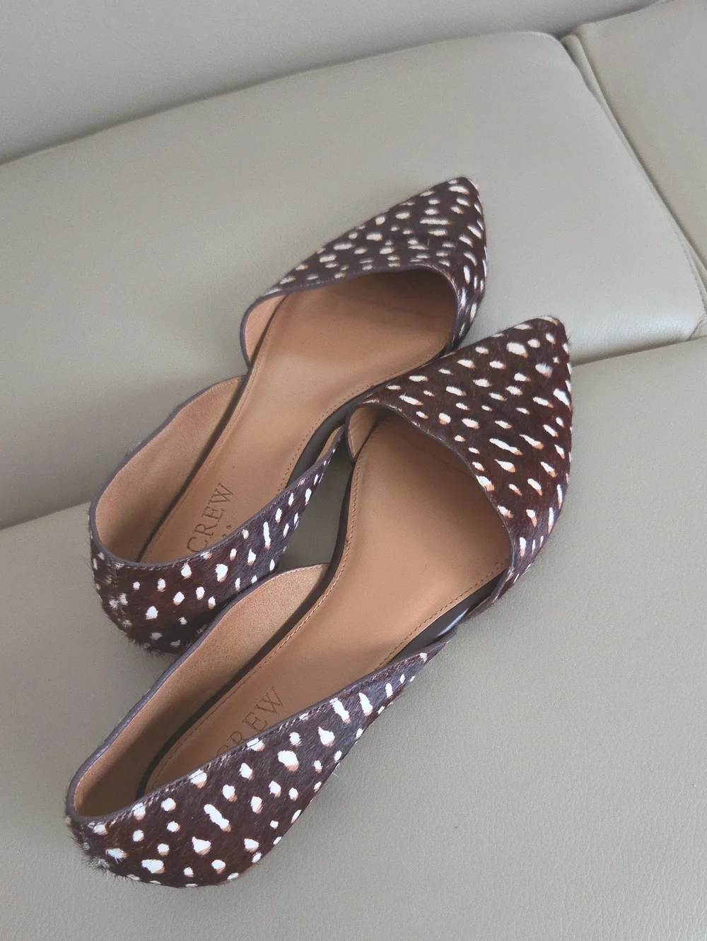 J. Crew Pointed D'Orsay Flats in Brown Leopard Spot Size 7.5
